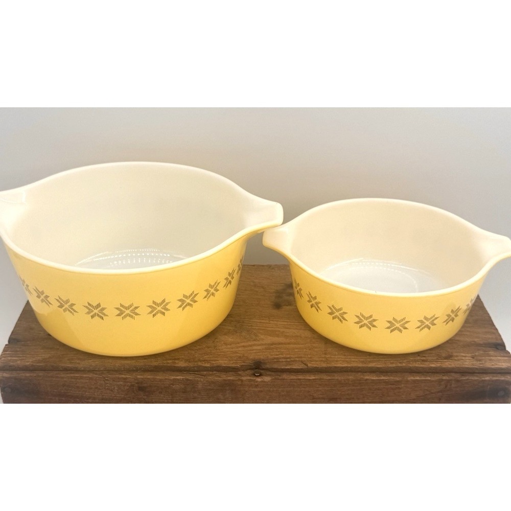 Pyrex Town & Country Brown & Yellow 474B 1.5 QT & 472 1.5 PT Casserole Dishes - Picture 3 of 15